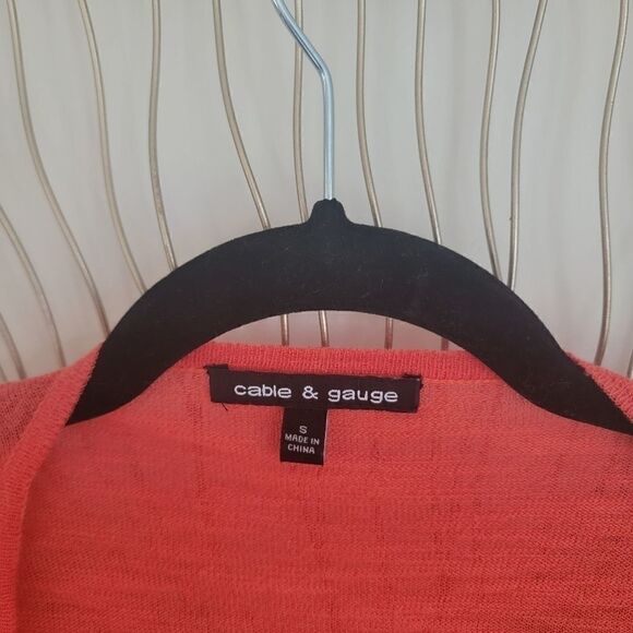 Cable & Gauge Open Front Drape Waterfall Front Coral Cardigan Size Small - Picture 5 of 12